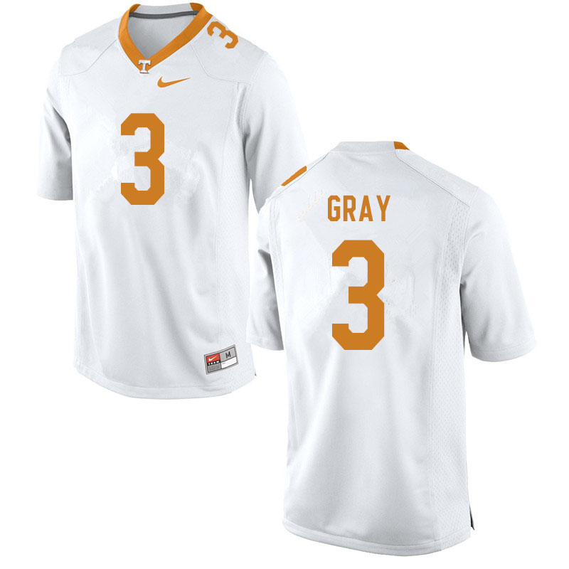 Men #3 Eric Gray Tennessee Volunteers College Football Jerseys Sale-White